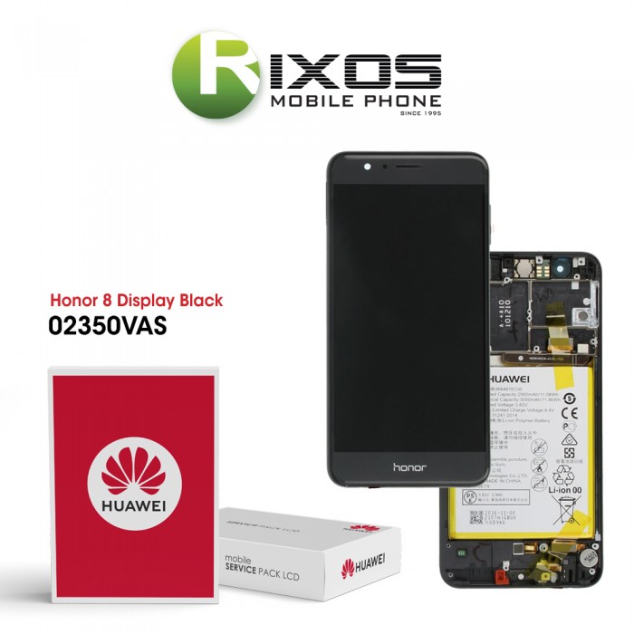 Huawei Honor 8 (FRD-L09, FRD-L19) Display module front cover + LCD + digitizer + battery black 02350VAS Huawei Honor 8 (FRD-L09, FRD-L19) Display module front cover + LCD + digitizer + battery black 02350VAS