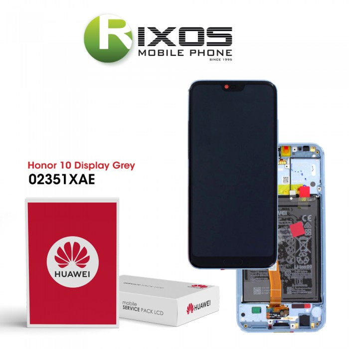 Huawei Honor 10 (COL-L29) Display module front cover + LCD + digitizer + battery glacier grey 02351XAE Huawei Honor 10 (COL-L29) Display module front cover + LCD + digitizer + battery glacier grey 02351XAE