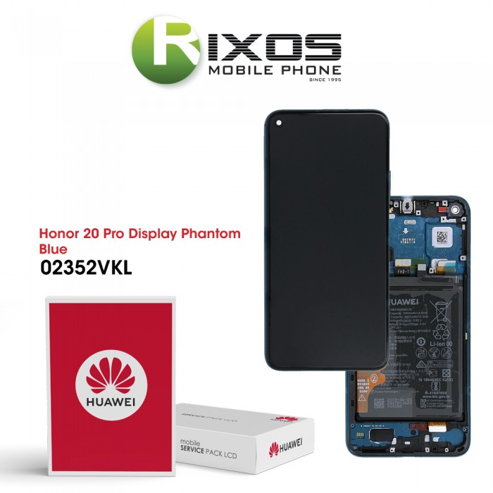 Huawei Honor 20 Pro (YAL-AL10) Display module front cover + LCD + digitizer + battery phantom blue 02352VKL Huawei Honor 20 Pro (YAL-AL10) Display module front cover + LCD + digitizer + battery phantom blue 02352VKL