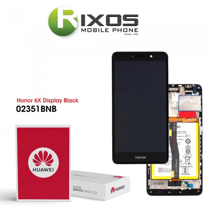 Huawei Honor 6X (BLN-L21) Display module front cover + LCD + digitizer + battery grey 02351BNB Huawei Honor 6X (BLN-L21) Display module front cover + LCD + digitizer + battery grey 02351BNB
