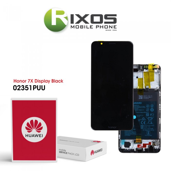 Huawei Honor 7X (BND-L21) Display module front cover + LCD + digitizer + battery black 02351PUU Huawei Honor 7X (BND-L21) Display module front cover + LCD + digitizer + battery black 02351PUU