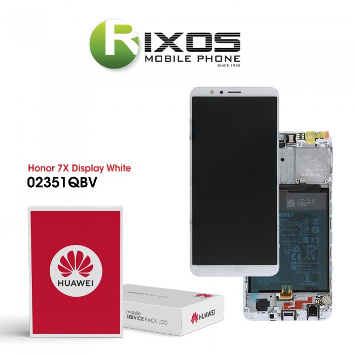 Huawei Honor 7X (BND-L21) Display module front cover + LCD + digitizer + battery white gold 02351QBV Huawei Honor 7X (BND-L21) Display module front cover + LCD + digitizer + battery white gold 02351QBV
