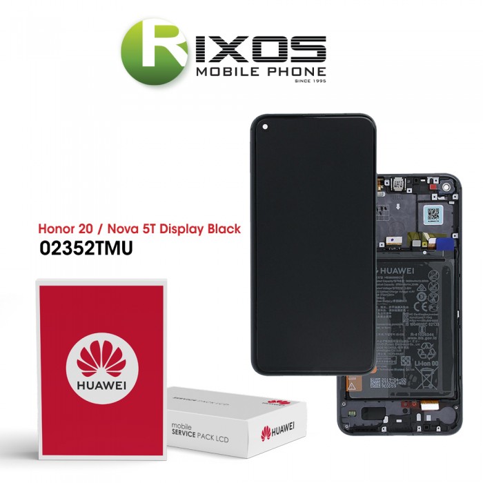 Huawei Honor 20/Nova 5T (2019) Display module front cover + LCD + digitizer + battery midnight black 02352TMU OR 02352SMP Huawei Honor 20/Nova 5T (2019) Display module front cover + LCD + digitizer + battery midnight black 02352TMU OR 02352SMP