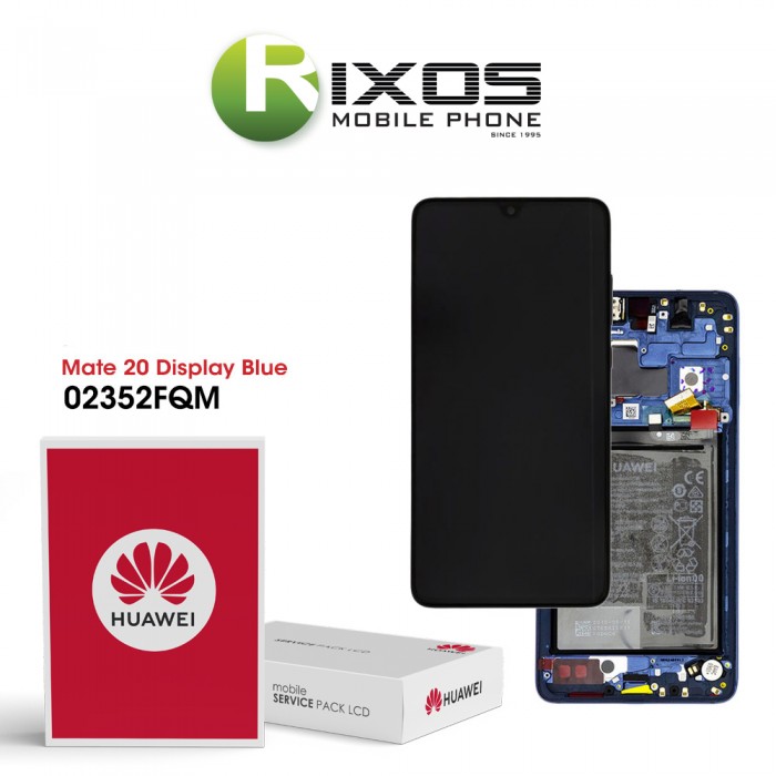 Huawei Mate 20 (HMA-L09, HMA-L29) Display module front cover + LCD + digitizer + battery midnight blue 02352FQM Huawei Mate 20 (HMA-L09, HMA-L29) Display module front cover + LCD + digitizer + battery midnight blue 02352FQM