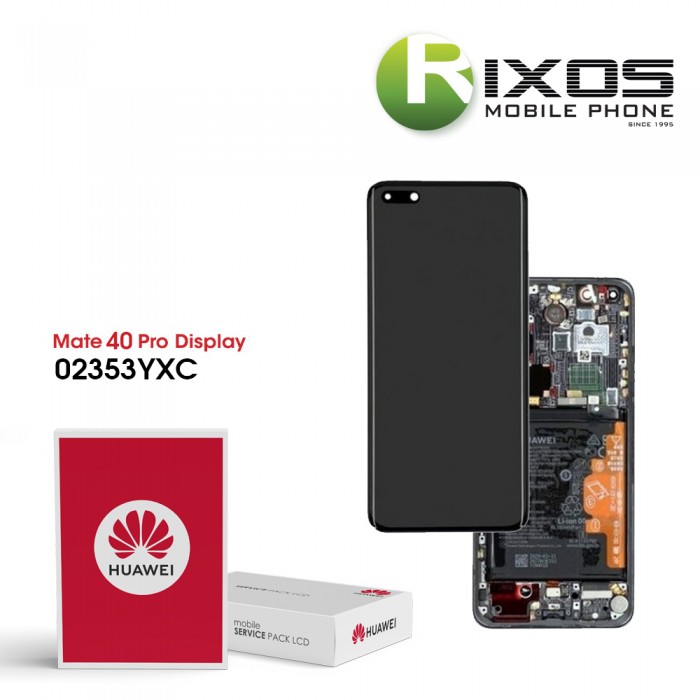 Huawei Mate 40 Pro ( NOH-NX9 ) Display Module Front Cover + LCD + Digitizer + Frame + Battery Silver 02353YXC