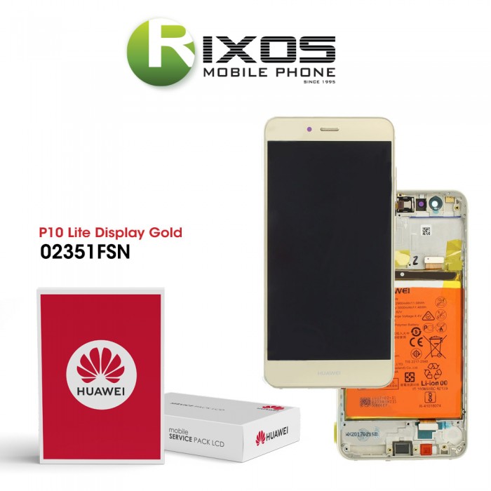 Huawei P10 Lite (WAS-L21) Display module front cover + LCD + digitizer + battery gold 02351FSN Huawei P10 Lite (WAS-L21) Display module front cover + LCD + digitizer + battery gold 02351FSN