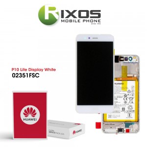 Huawei P10 Lite (WAS-L21) Display module front cover + LCD + digitizer + battery white 02351FSC OR 02351FSB