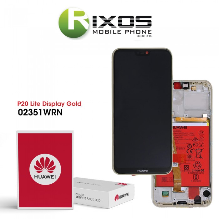 Huawei P20 Lite (ANE-L21) Display module front cover + LCD + digitizer + battery gold 02351WRN