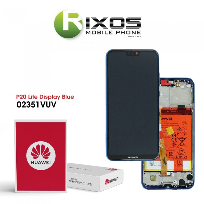 Huawei P20 Lite (ANE-L21) Display module front cover + LCD + digitizer + battery klein blue 02351VUV OR 02352CCK OR 02351XUA
