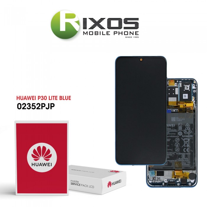 Huawei P30 Lite Global (MAR-L21BX) Display module front cover + LCD + digitizer + battery peacock blue 02352PJP