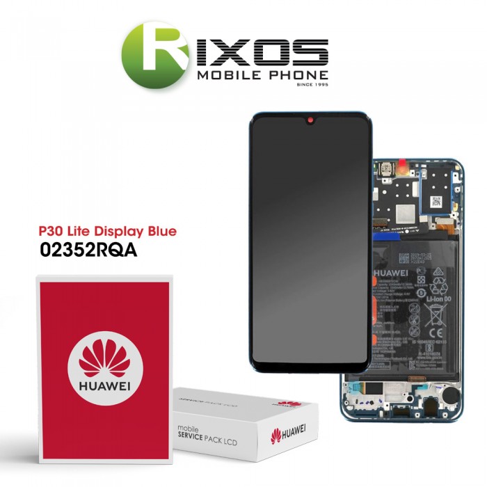 Huawei P30 Lite (MAR-LX1A MAR-L21A) Display module front cover + LCD + digitizer + battery peacock blue 02352RQA