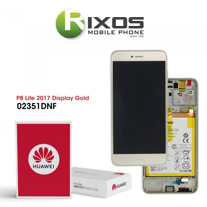 Huawei P8 Lite 2017 (PRA-L21) Display module front cover + LCD + digitizer + battery gold 02351DYP Huawei P8 Lite 2017 (PRA-L21) Display module front cover + LCD + digitizer + battery gold 02351DYP
