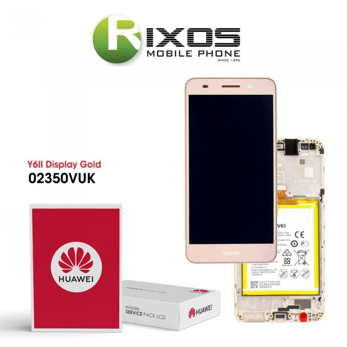 Huawei Y6 II 2016 (Honor 5A) Display module front cover + LCD + digitizer + battery gold 02350VUK