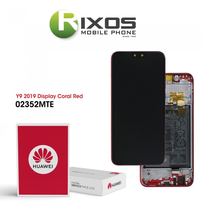 Huawei Y9 2019 (JKM-L23 JKM-LX3) Display module front cover + LCD + digitizer + battery coral red 02352MTE