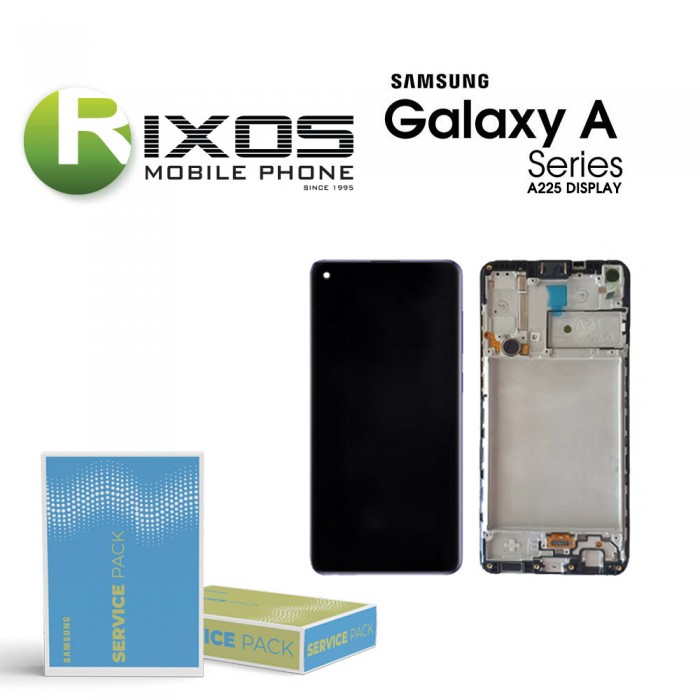 Samsung Galaxy A22 (SM-A225 4G) Lcd Display unit complete + Frame Black With Battery GH82-26241A