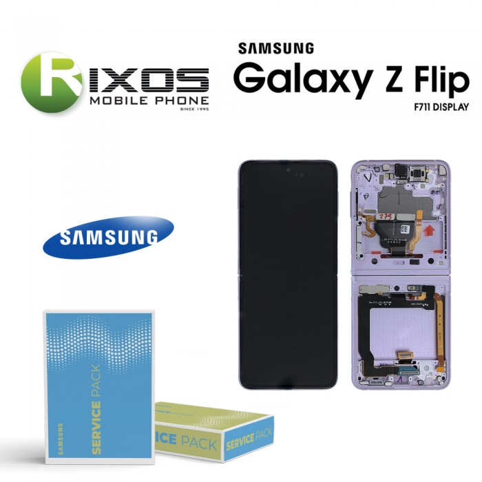 Samsung Galaxy Z Flip 3 5G 2021 (SM-F711 No Camera) Lcd Display Unit Complete Lavender GH82-27243D OR GH82-27244D