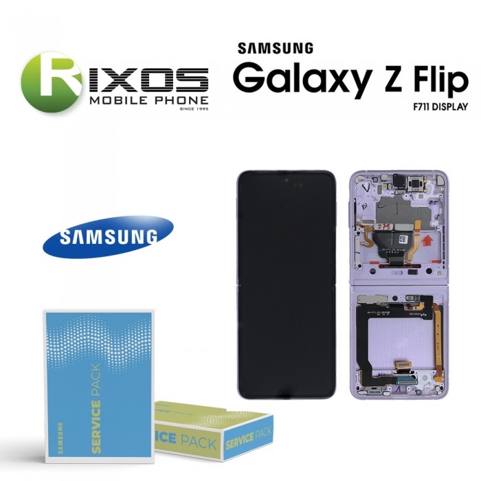 Samsung Galaxy Z Flip 3 5G 2021 (SM-F711 No Camera) Lcd Display Unit Complete Silver GH82-27243E OR GH82-27244E