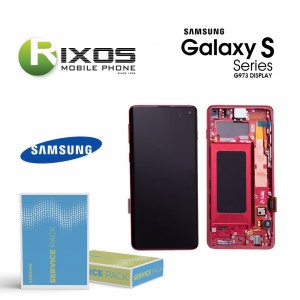 Samsung Galaxy S10 (SM-G973F) Lcd Display unit complete cardinal red GH82-18850H OR GH82-18835H